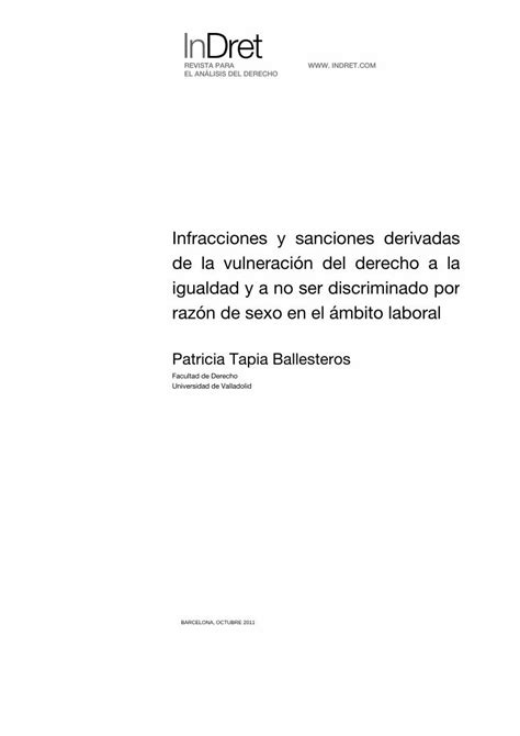 Pdf Infracciones Y Sanciones Indret Refundici N Doue L De