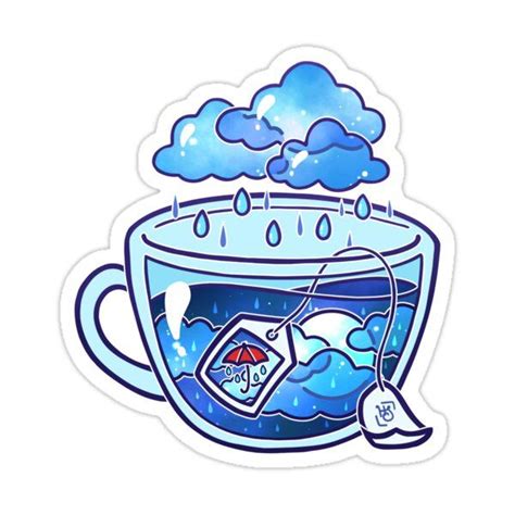 Rainy Day Tea Sticker For Sale By Heysoleilart Kawaii Drawings Cute Kawaii Drawings Kawaii