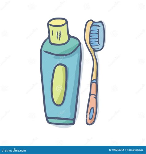 Tooth Paste And Tooth Brush Doodle Stock Vector Illustration Of Cream