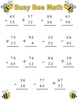 Busy Bees Double Digit Addition And Subtraction Double Digit Addition