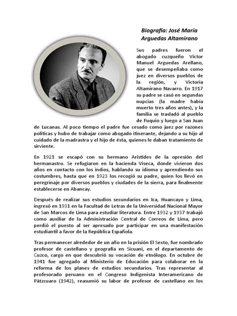 Biografía De Jose Maria Arguedas 094753 Pdf Perú América Del Sur