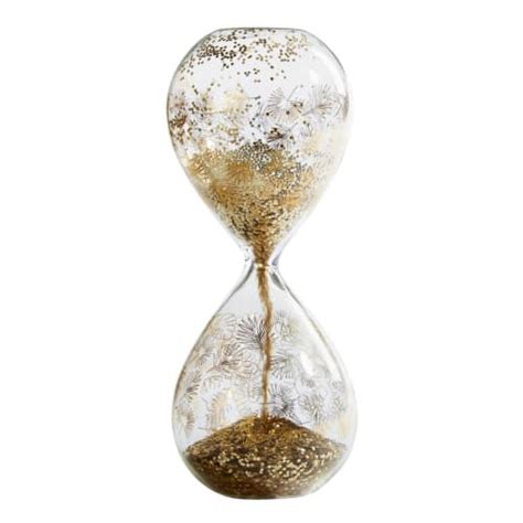 Glass Hourglass With Gold Glitter And Leaves Print Ysee Maisons Du Monde