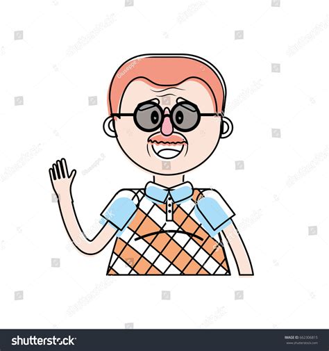 Old Man Glasses Hairstyle Stock Vector Royalty Free 662306815