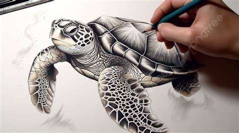 Woman Drawing A Sea Turtle With A Chalk Pen Background, Picture Of Sea ...