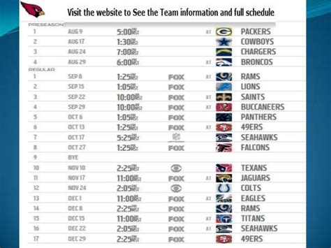 Arizona cardinals TV schedule 2013 NFL Game