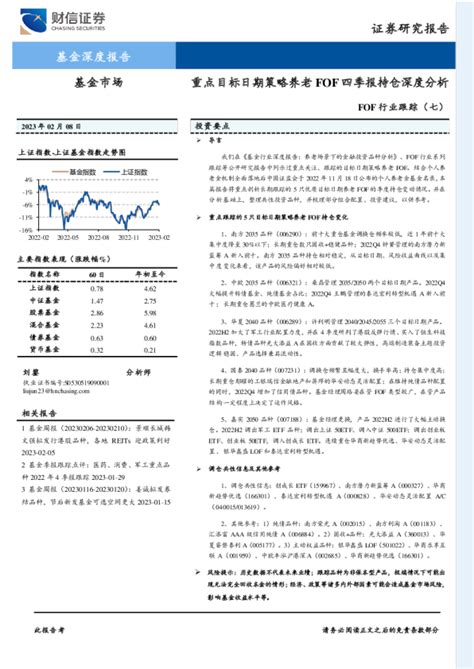 Fof行业跟踪（七）：重点目标日期策略养老fof四季报持仓深度分析