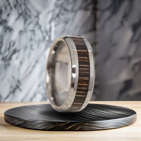 8 Mm Zebra Wood Inlay Tungsten Wedding Band London Tungsten
