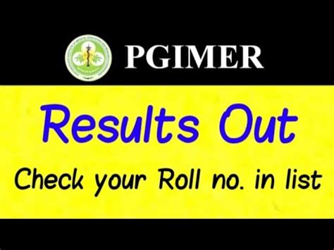 Pgimer Chandigarh Results Out Lab Technician Public Health Nursing