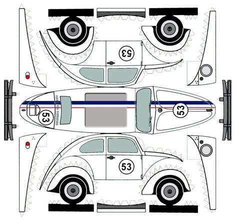 Vw Beetle Herbie Paper Model Car Paper Car Paper Plane Paper Toys