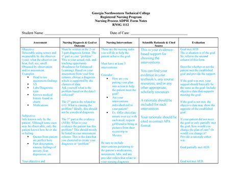 Adpie Form Notes Georgia Northwestern Technical College Registered Nursing Program Nursing