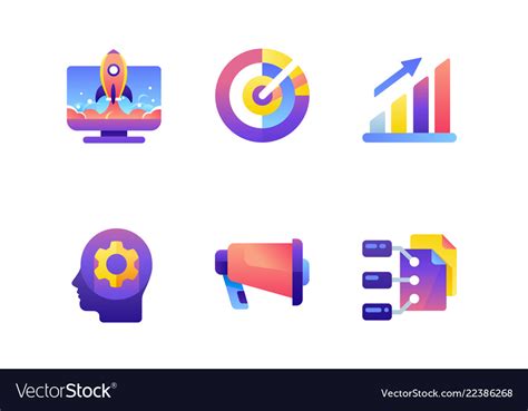 Set Startup Icons Royalty Free Vector Image Vectorstock