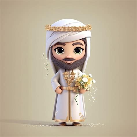 Premium Ai Image A Cute Saudi Male Wearing Arab Dress Chibi And Real