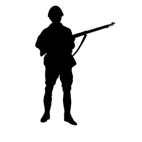 Silhouette Noire Et Blanche D Un Soldat Avec Une Arme Un Soldat Des