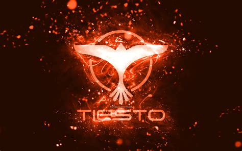 Download Wallpapers Tiesto Orange Logo 4k Dutch Djs Orange Neon Lights Creative Orange