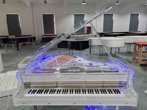 Clear Acrylic Baby Grand Piano For Sale 158 Silver With White Acrylic