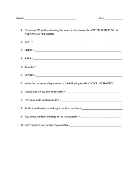 Reading And Writing Decimals Worksheets Printable Worksheets