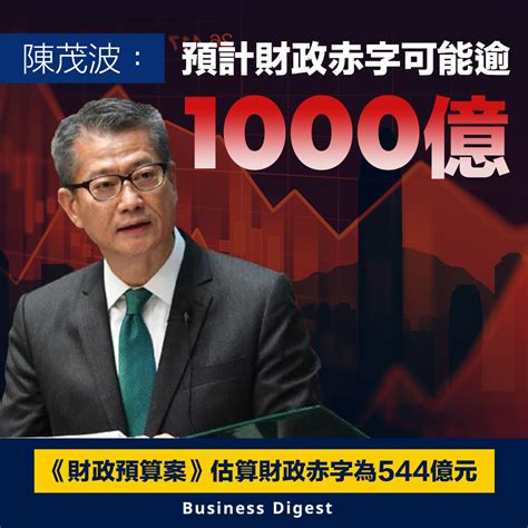 【財政赤字】陳茂波：預計財政赤字可能逾1000億 Business Digest