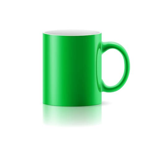 Taza Verde Sobre Blanco Vector Premium