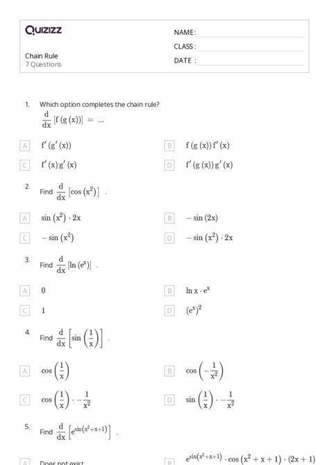 50 Chain Rule Worksheets On Quizizz Free And Printable