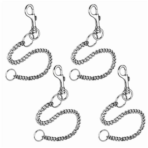 4 Pc Hook Key Rings Metal Chain 12 L Keychain Snap Swivel Lobster Claw