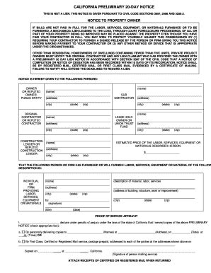 Preliminary Notice Of Lien Templates PdfFiller