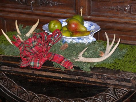 Deer Antlers With Winter Greens Antler Art Winter Christmas