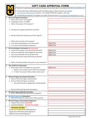 Fillable Online Accounting Missouri Gift Card Approval Form Fax Email