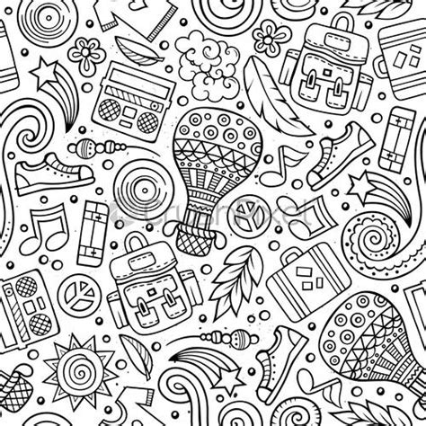 Cartoon Hippie Seamless Pattern Stock Vector 2334739 Crushpixel