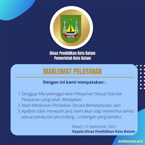 Maklumat Pelayanan Dinas Pendidikan Kota Batam