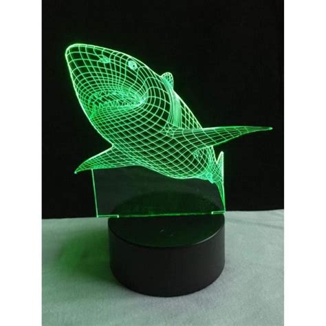 D Lampe Illusion Optique Led Veilleuse Requin Couleurs Tactile Lampe