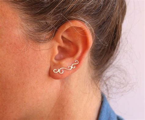 Ear Cuff Sterling Silver Ear Crawler Swirl Earrings Filigree