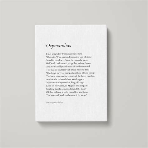 Ozymandias By Percy Bysshe Shelley Poem Canvas Print Poetry Print T Canvas Print Poem Wall