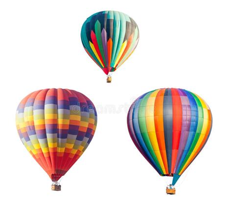 Three Hot Air Balloons Isolated Of A White Background With Transparent PNG Option Stock Image