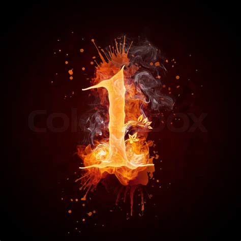 Fire Swirl Number Isoleret P Sort Baggrund Stock Foto Colourbox