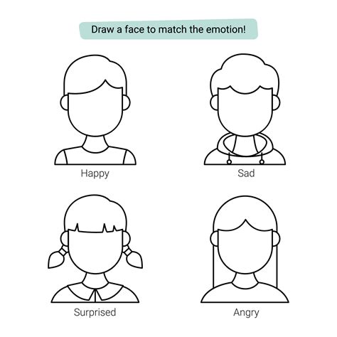 Draw A Face To Match The Emotion Themed Worksheets For Kids 19636909