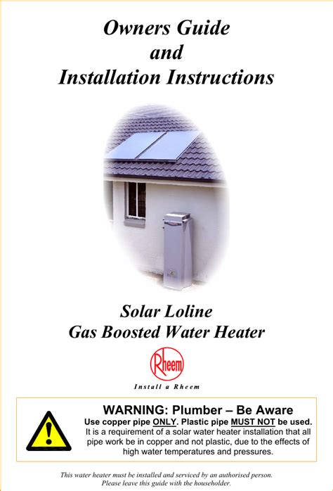 Rheem Gas Water Heater Installation Manual