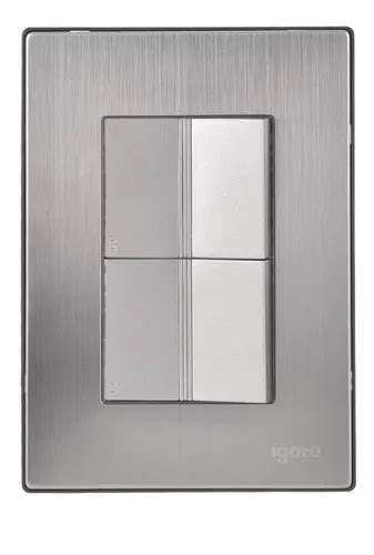 Placa Con 2 Apagadores De Escalera Plata Oxford Igoto Inox