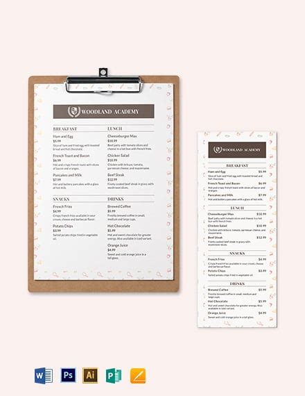 School Menu - 28+ Free Templates in PSD, PDF, Word, AI | Free & Premium Templates