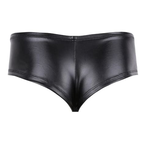 Custom Mens Leather Black Pouch Bikini Briefs Underwear Latex Plus Size Leather Black Pouch
