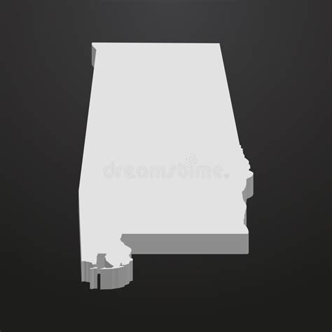 Alabama State Map in Gray on a Black Background 3d Stock Illustration ...