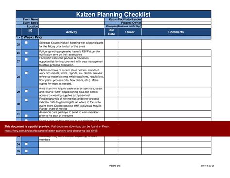 Excel Template Kaizen Planning And Chartering Tool Excel Template