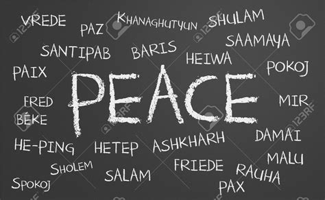 Peace Word Cloud Written In Many Different Languages On A Chalkboard