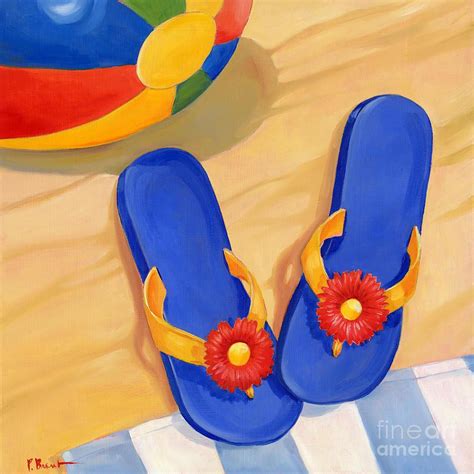 Blue Flip Flops Painting By Paul Brent Fine Art America