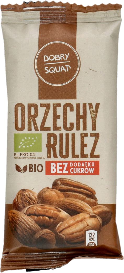 DOBRY SQUAT Orzechy Rulez Baton Bio Bez Dodatku Cukru 30 G