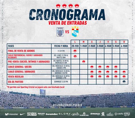 Entradas Del Alianza Lima Vs Sporting Cristal 2022 Cronograma De Venta