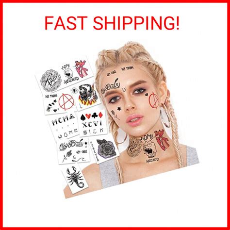 Fashion Tats Lil Peep Temporary Tattoos Includes Face Neck And Hands