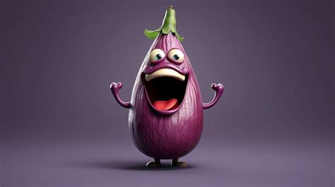 Premium Ai Image Humorous Vegetable Eggplant With A Funny Face Ai