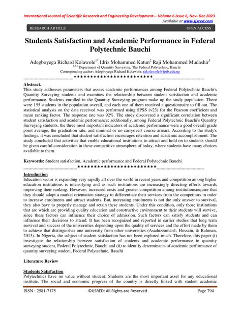 PDF Students Satisfaction And Academic Performance In Federal