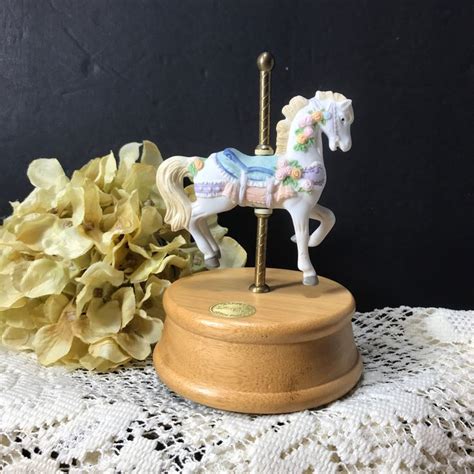 Musical Carousel Horse On Brass Pole And Wood Base Westland Etsy