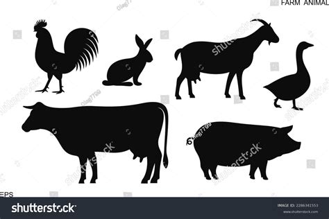 Farm Animals Silhouette Isolated Farm Animals Stock Vector Royalty